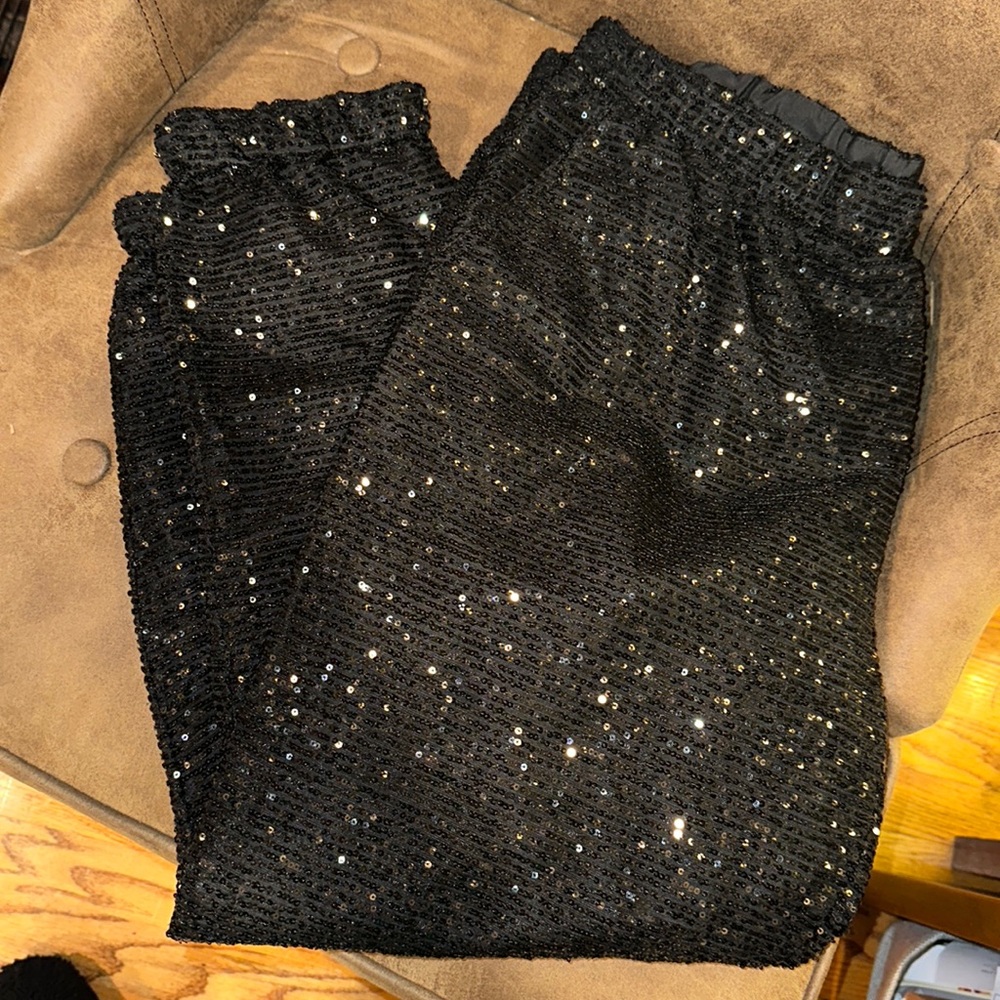 Black Sequin Serra XL Pull on Pants